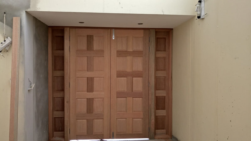 Wooden door with patterns